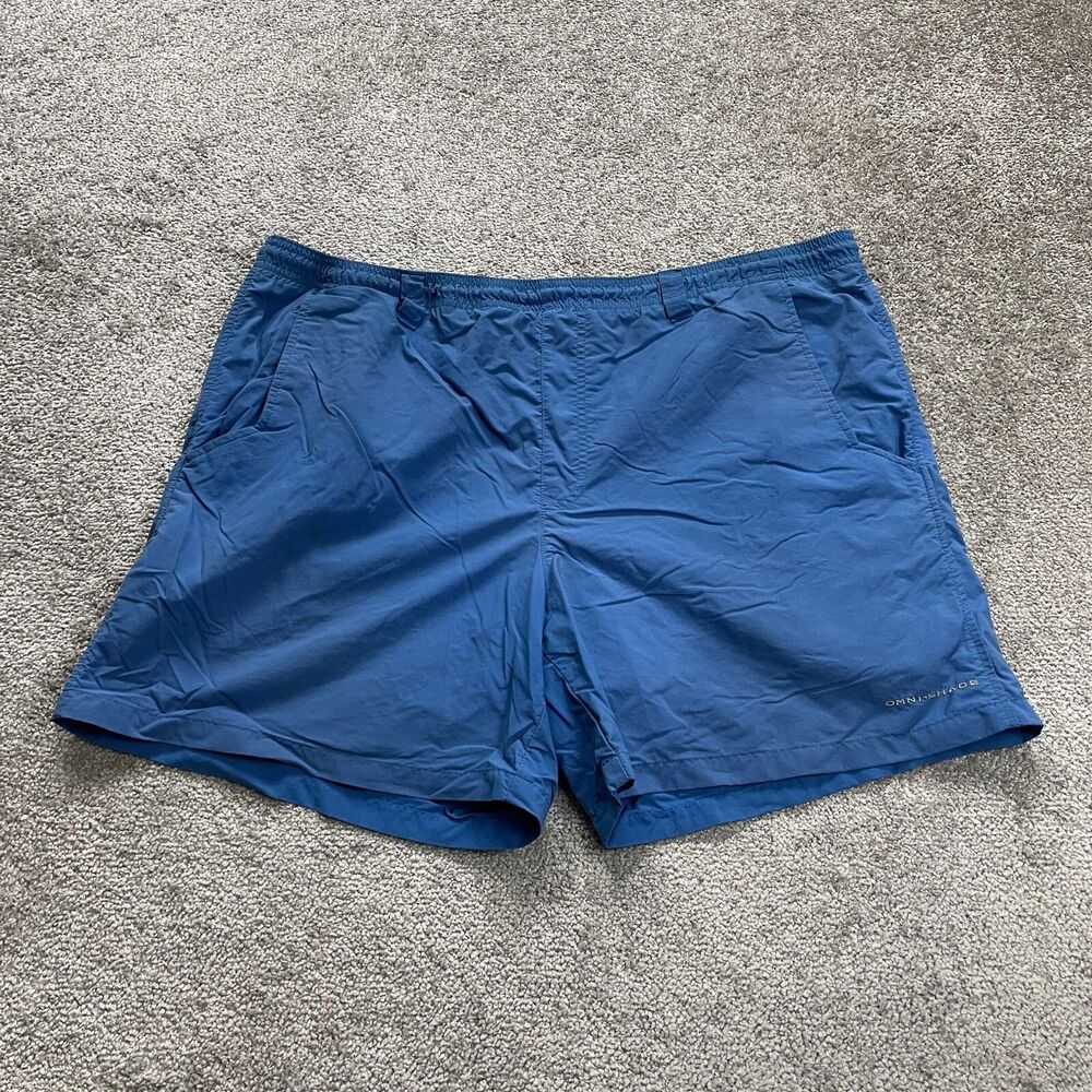 Columbia Backcast PFG Omni Shade Water Shorts Mens Large Blue Fishing Outdoor